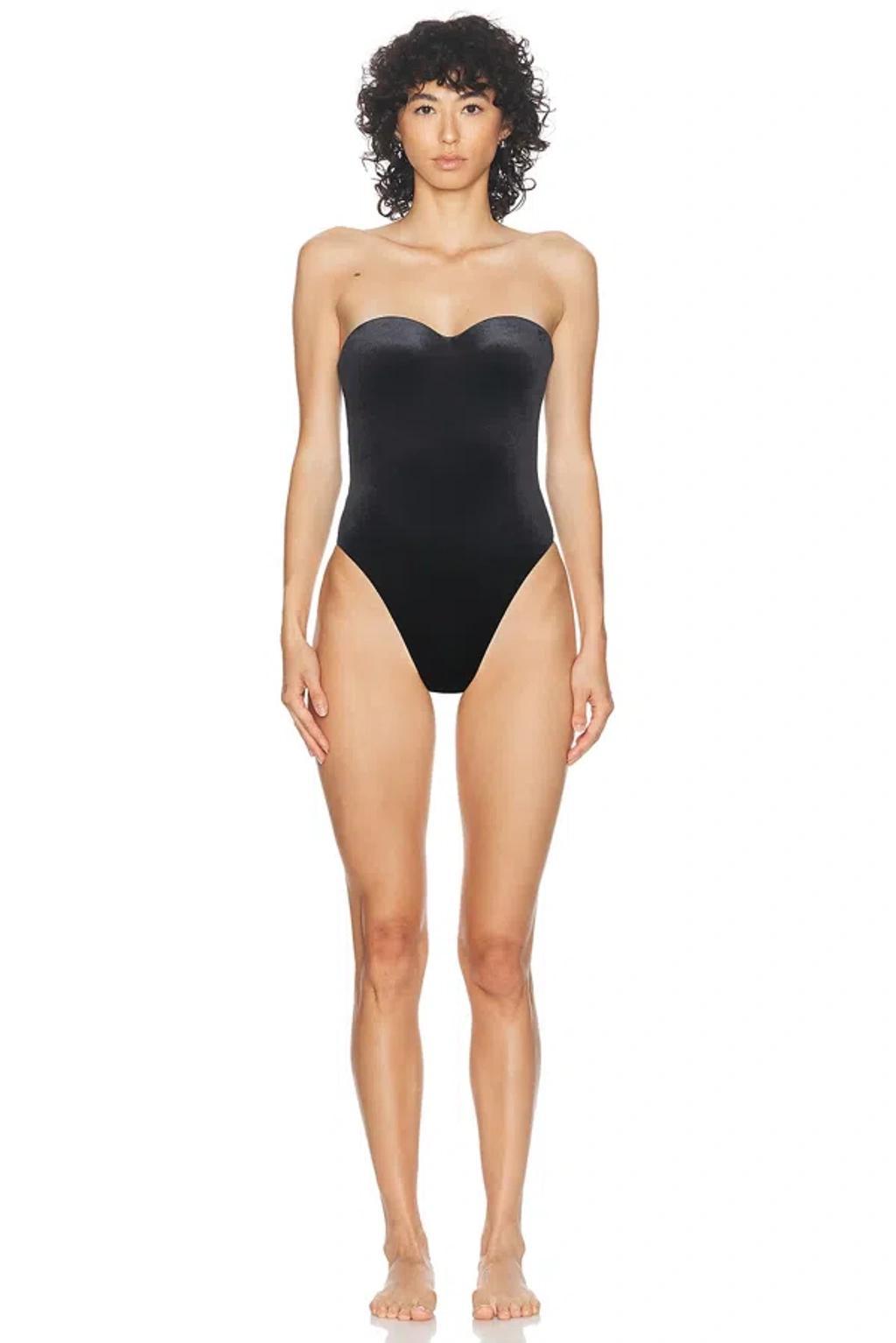 BALENCIAGA Corset One Piece Swimsuit In Black Product Image