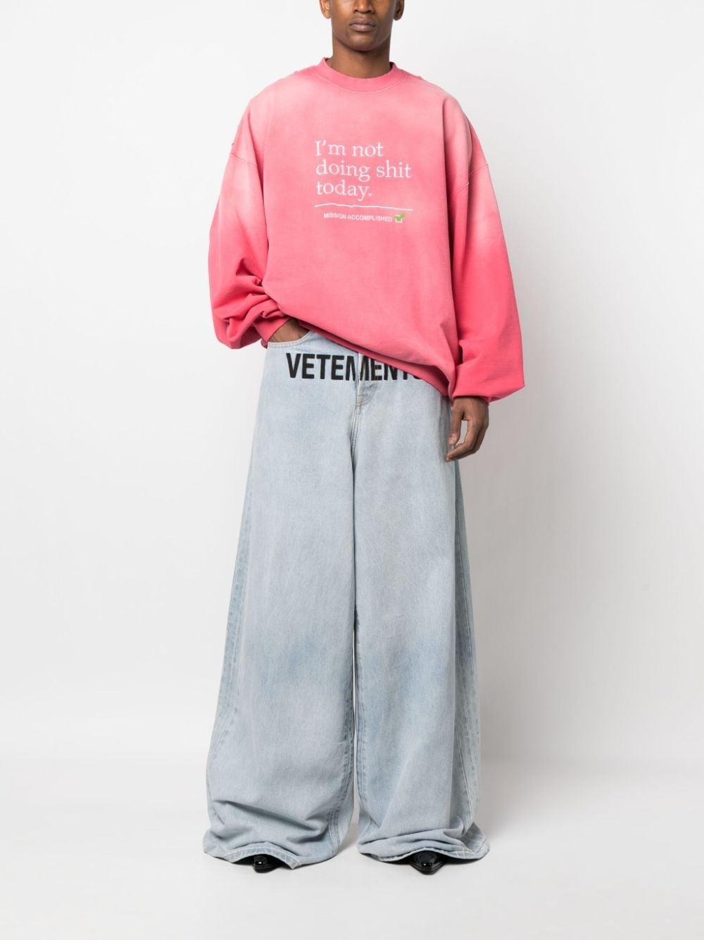 Slogan-embroidery Cotton Sweatshirt In Washed Pink Product Image