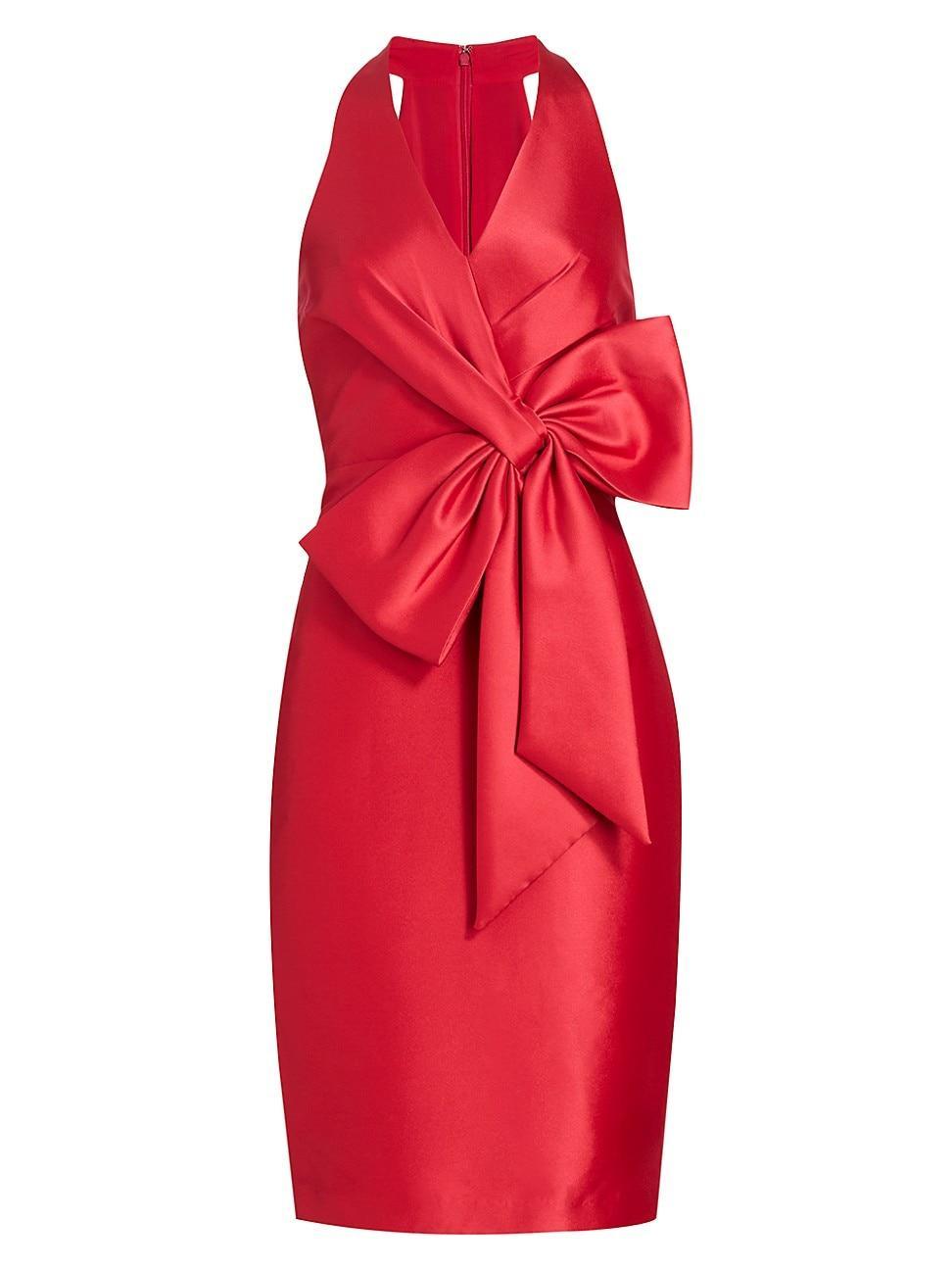 Womens Bow Satin Twill Knee-Length Dress Product Image