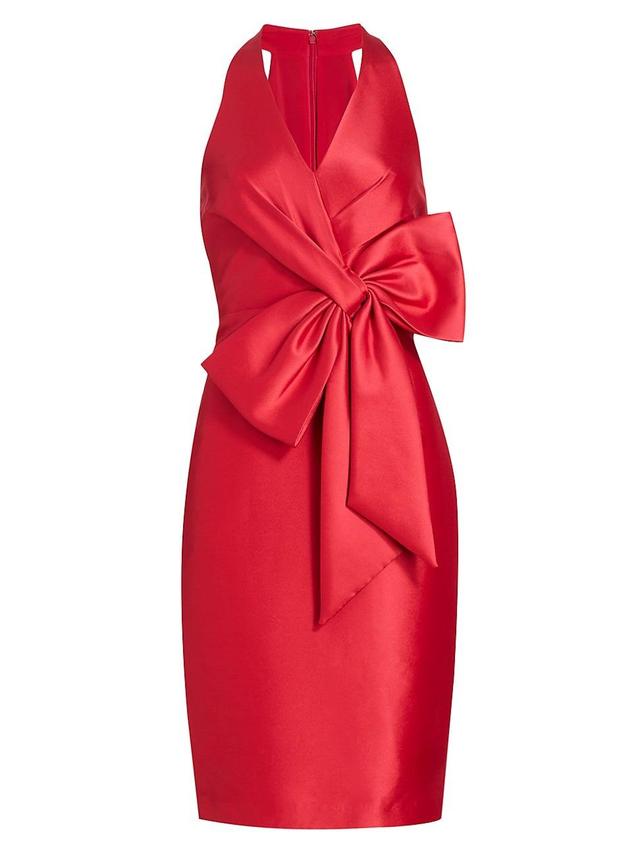 Womens Bow Satin Twill Knee-Length Dress Product Image