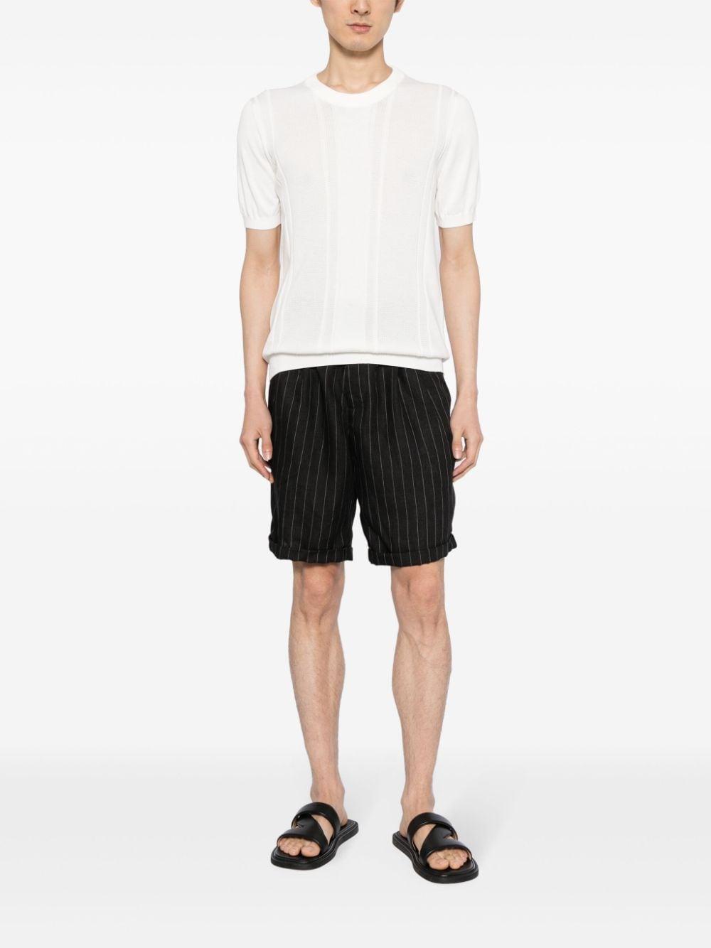 Pinstripe Linen Shorts In Striped Motif Product Image