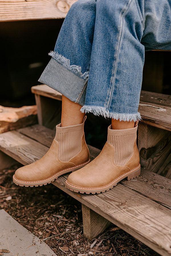 The Cabin Fever Faux Leather Bootie in Light Camel Product Image