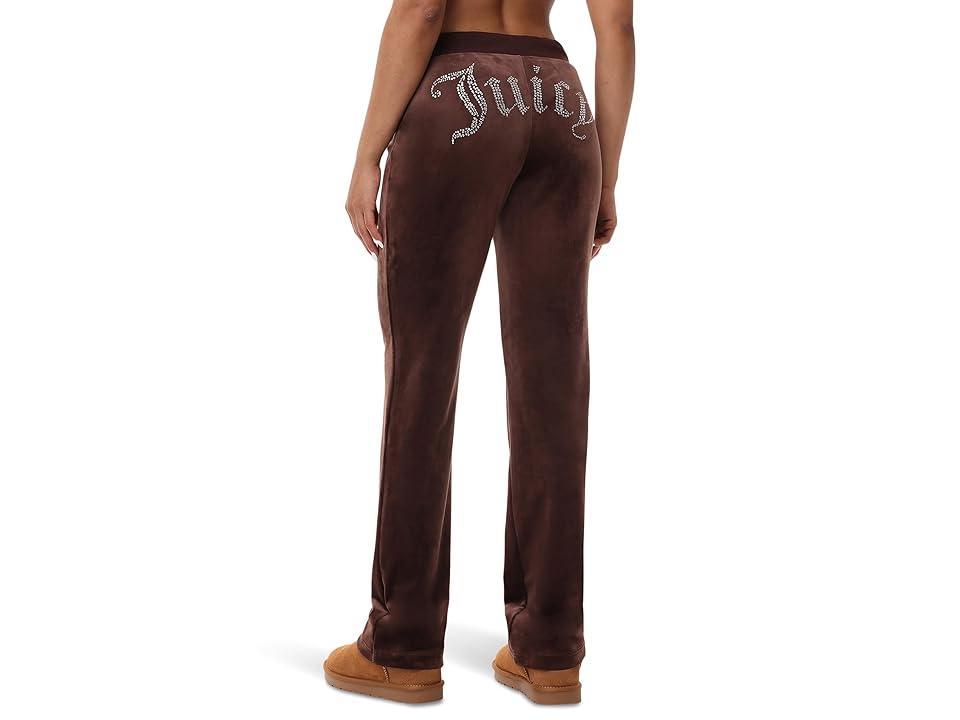 Juicy Couture Rib Waist Velour Pants with Drawcord (Black Cherry) Women's Clothing Product Image