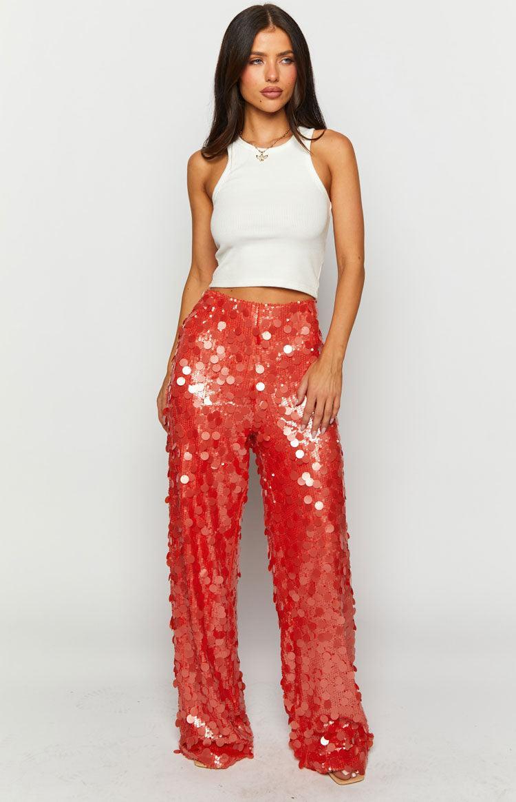 Saria Orange Sequin Pants Product Image