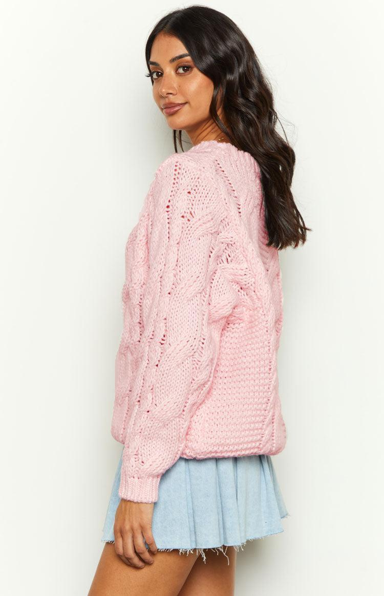 Everlea Pink Cable Knit Sweater Product Image