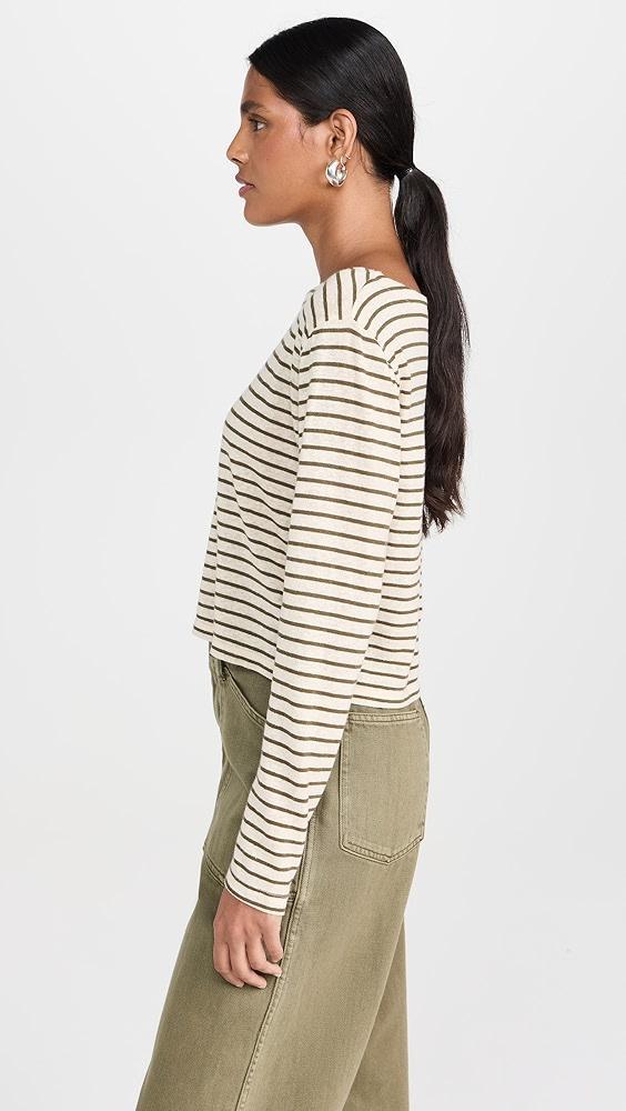 Stateside Linen Cotton Jersey Cropped Boat Neck Tee | Shopbop Product Image