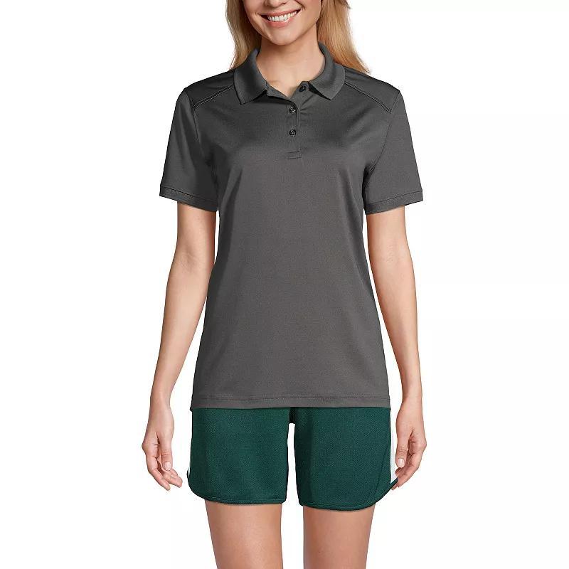 Womens Lands End Short Sleeve Rapid Dry Polo Shirt Dark Blue Product Image