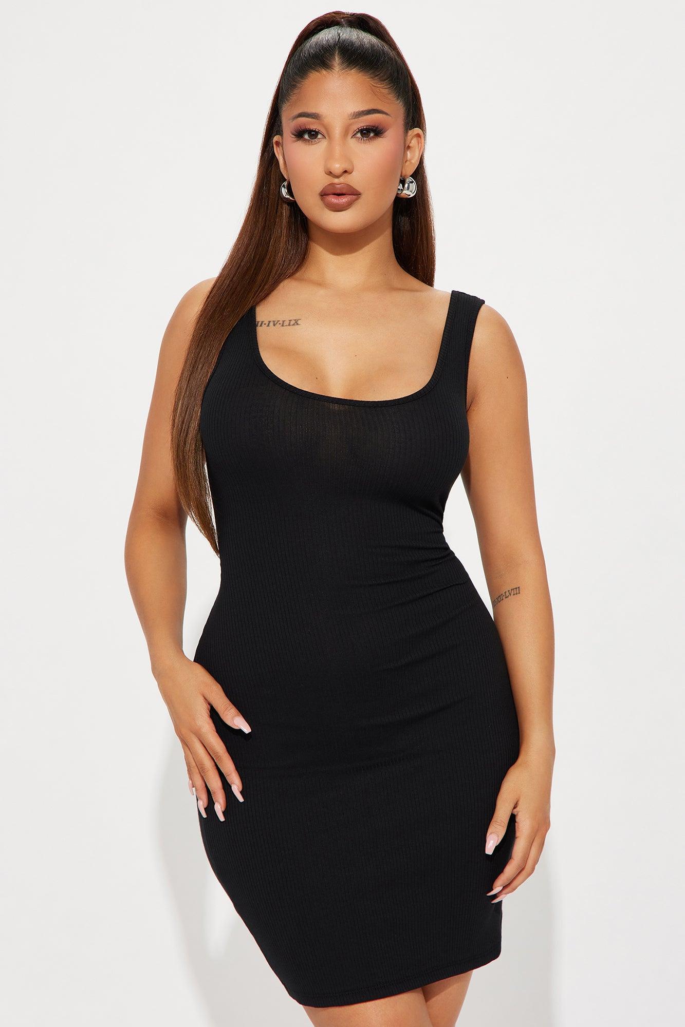 A Must Have Ribbed Mini Dress - Black Product Image