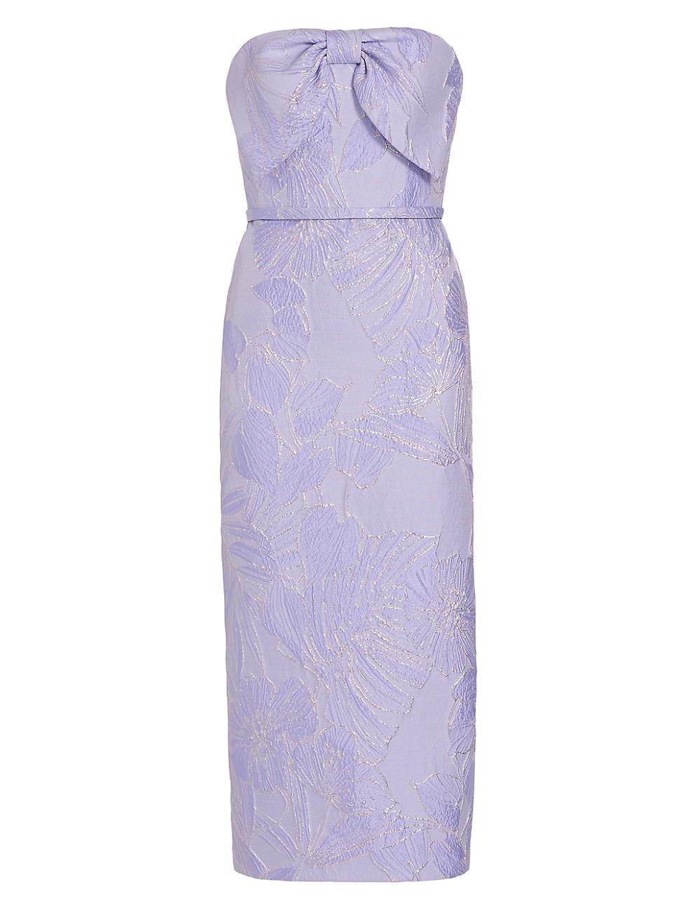 Womens Metallic Jacquard Cocktail Midi-Dress Product Image