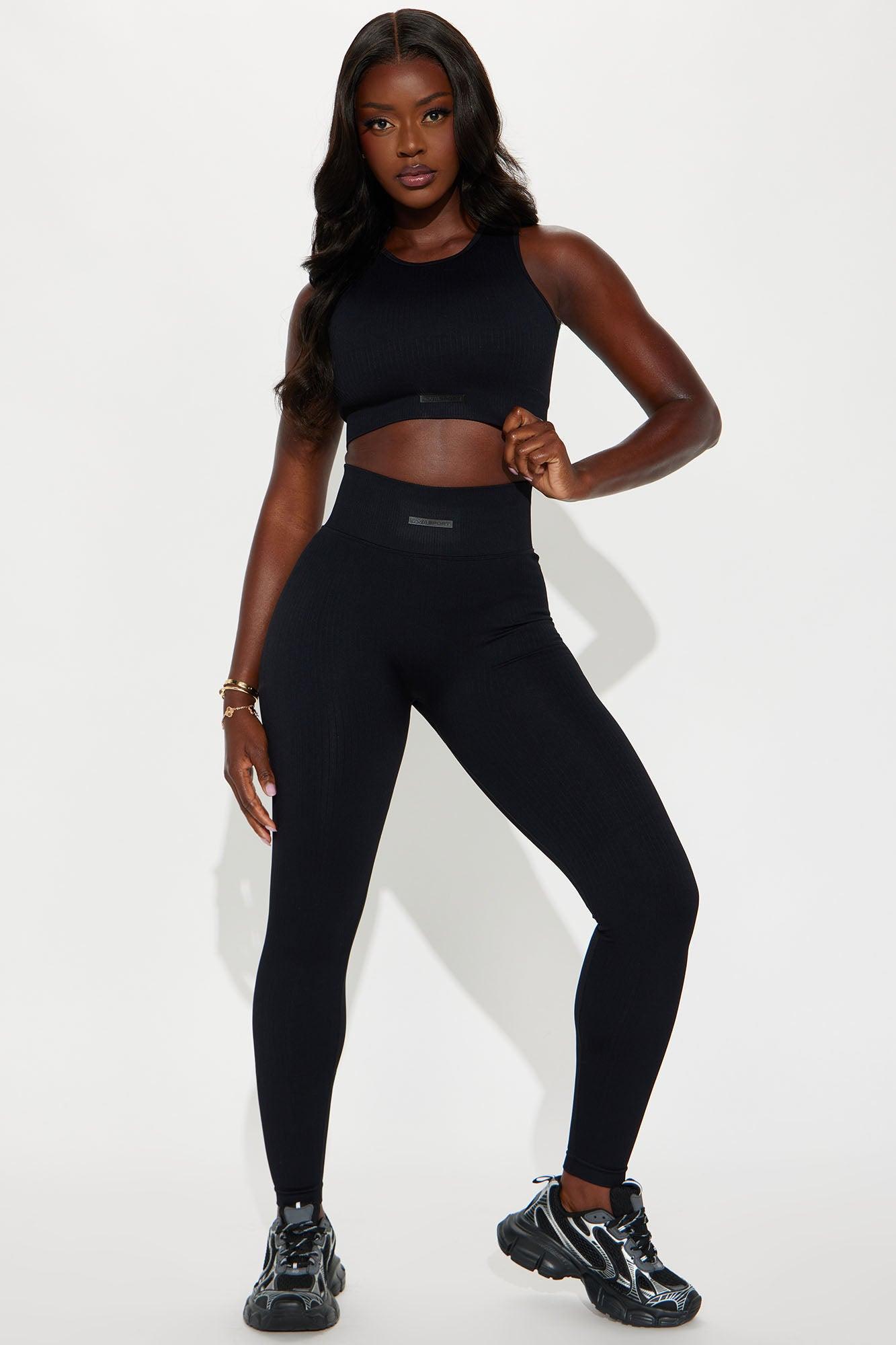 Keep The Momentum Wide Ribbed Active Legging - Black product image