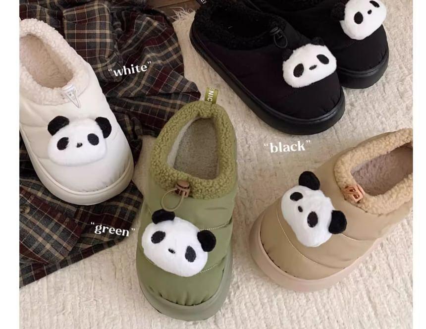 Panda Fleece-Lined Drawstring Slippers Product Image