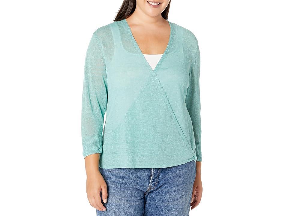 NIC+ZOE Plus Size Four-Way Cardigan (Hazy Aqua) Women's Sweater Product Image