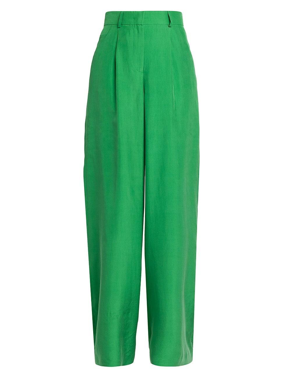 Womens Silk High-Rise Trousers Product Image