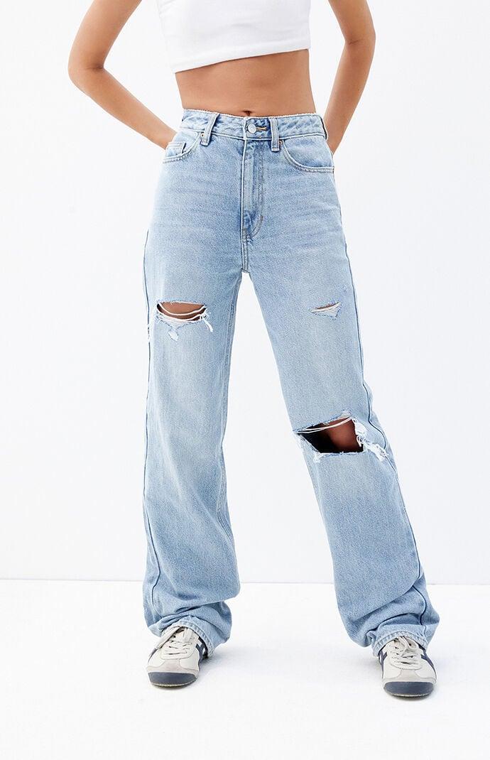 PacSun Womens Eco Light Ripped 90s Boyfriend Jeans Product Image