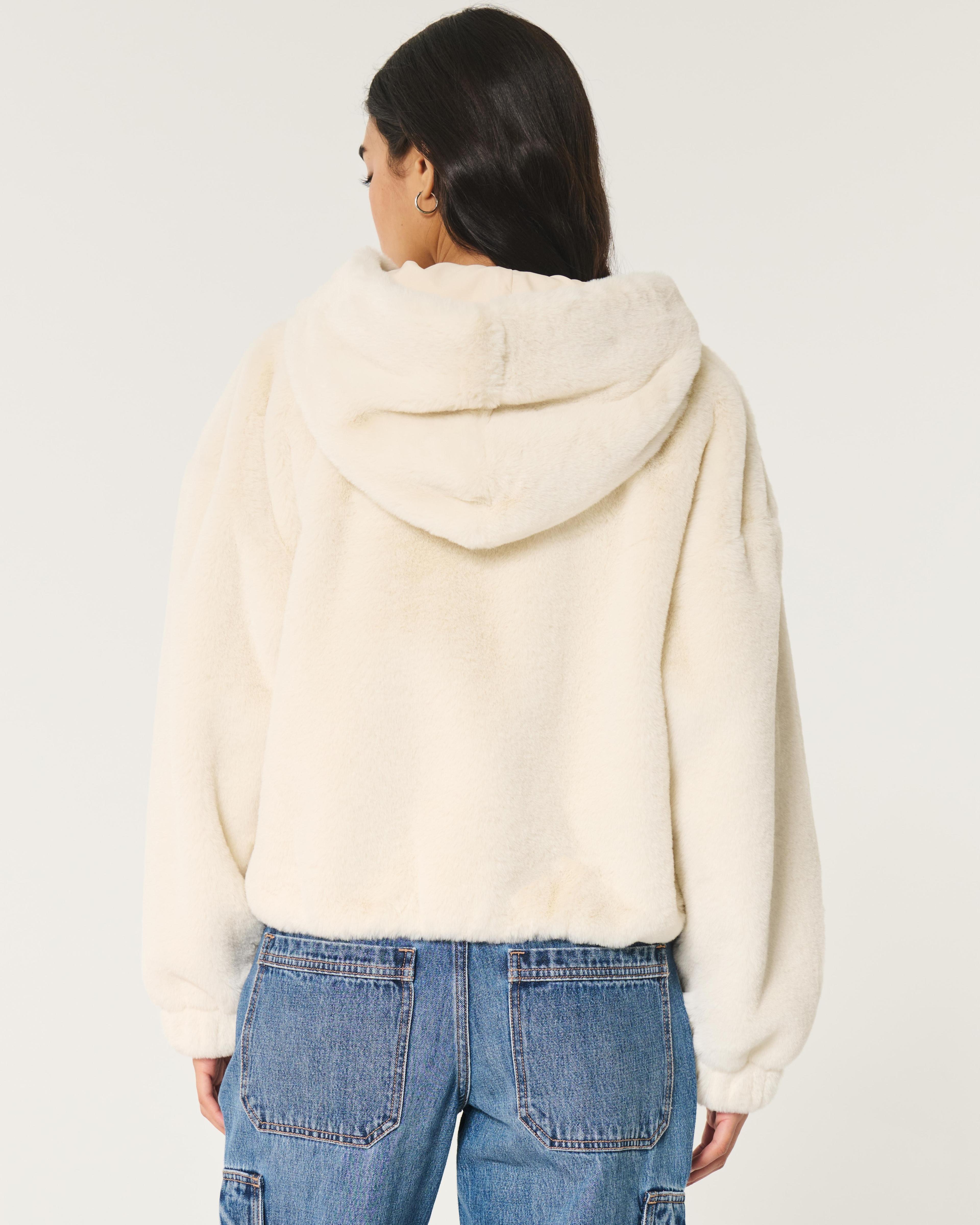 Cozy Faux Fur Zip-Up Hoodie Product Image