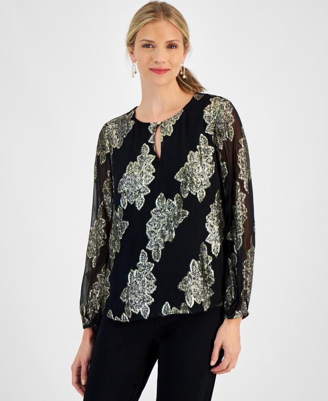 Jm Collection Womens Solid-Shine Keyhole Blouse, Created for Macys Product Image