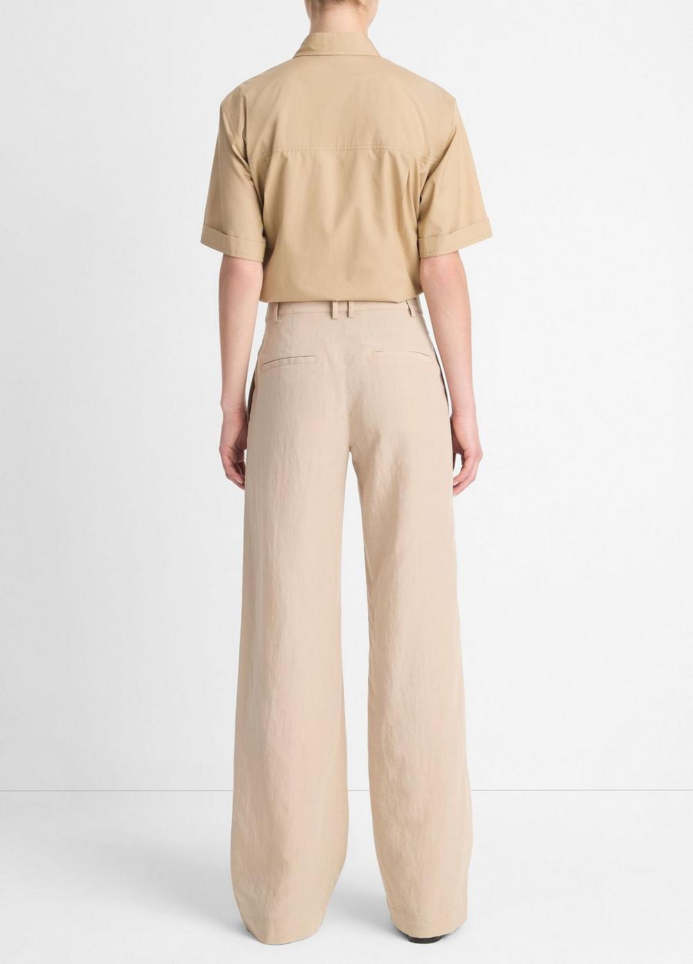 Mid-Rise Textured Wide-Leg Trouser Product Image