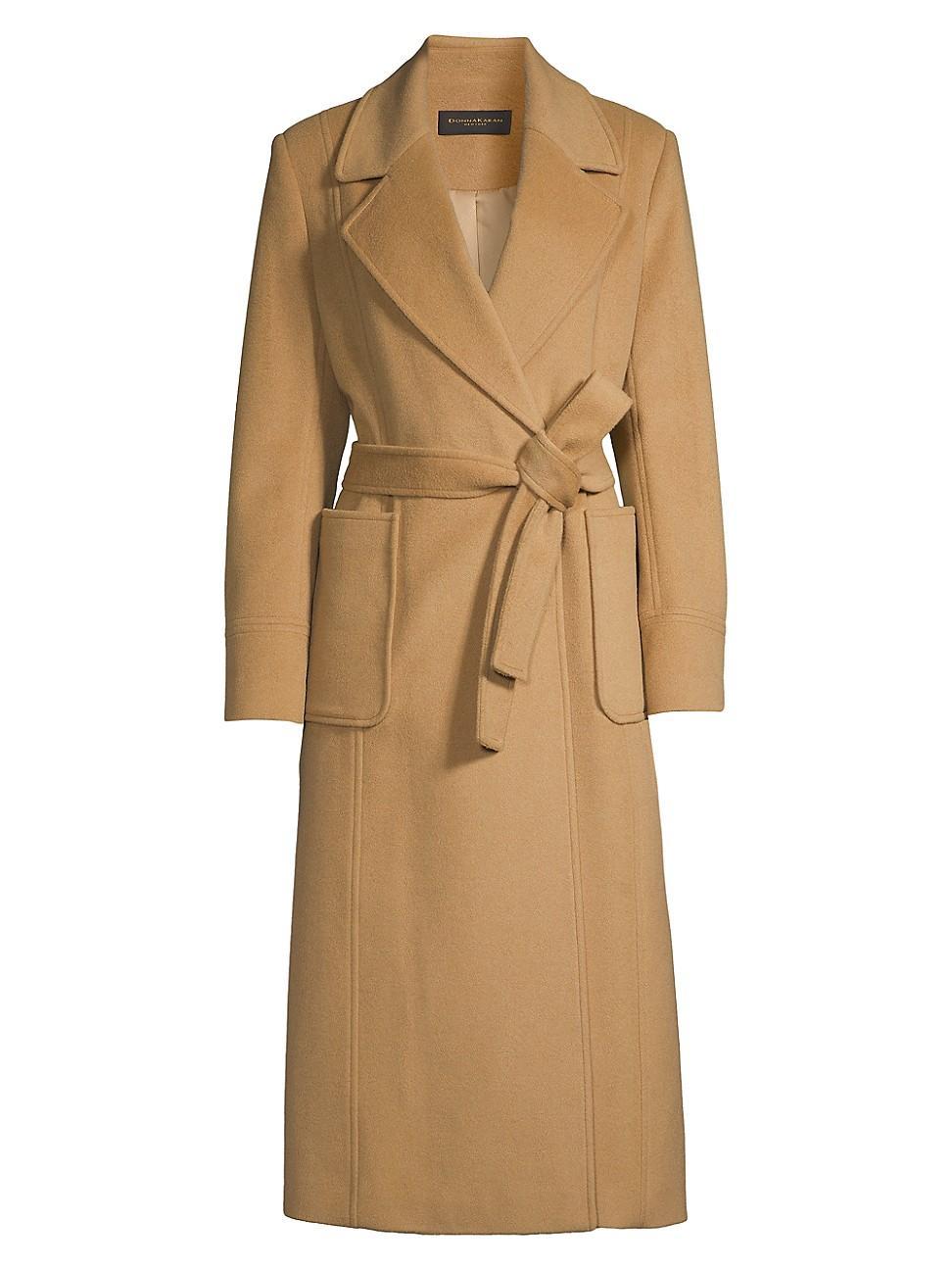 Womens Double-Breasted Wool Blend Wrap Coat product image