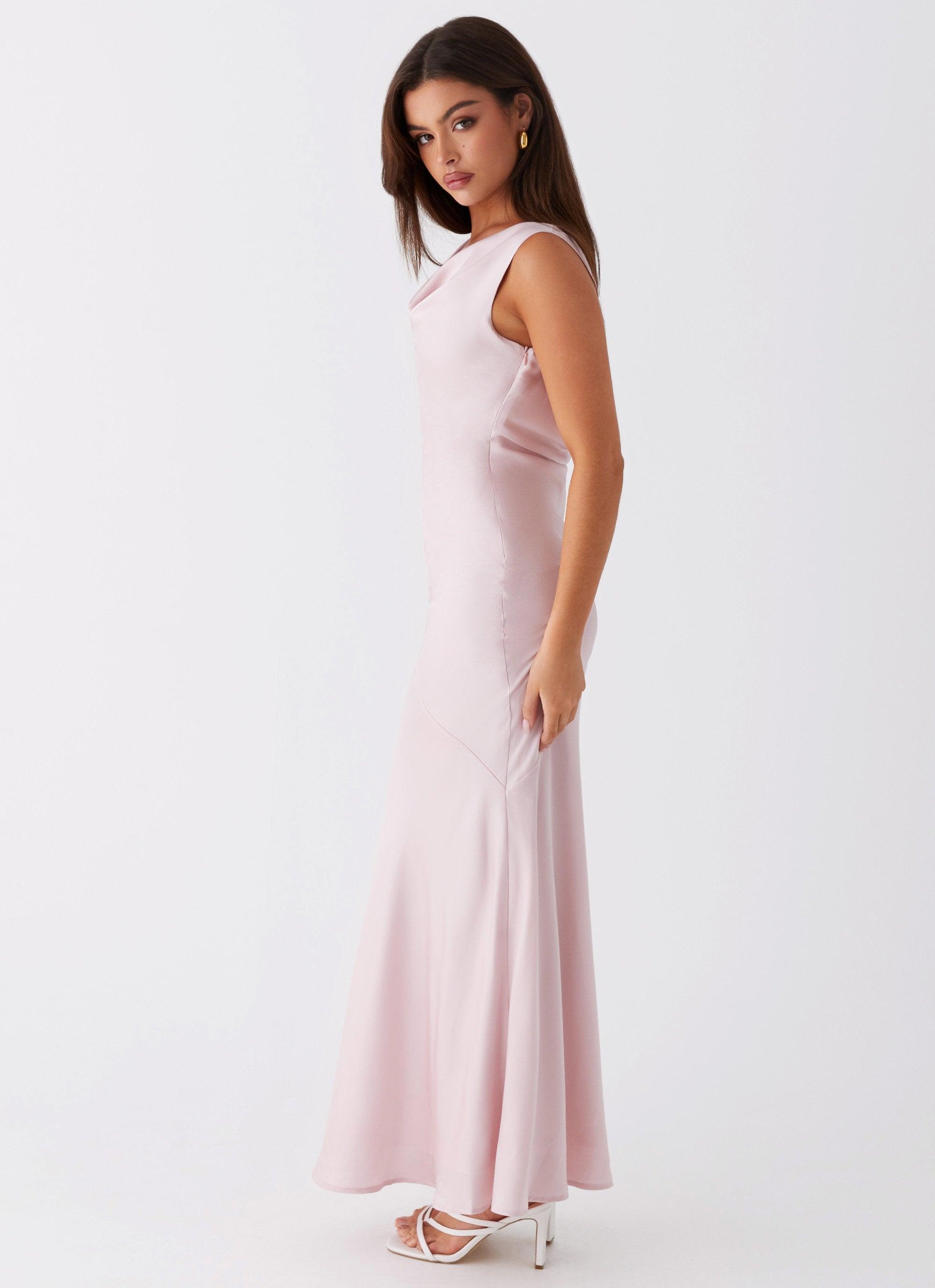 Be Mine Satin Maxi Dress - Mauve Pink Product Image