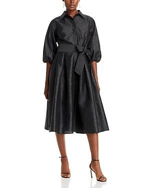 Teri Jon by Rickie Freeman Taffeta Sequined Puff Sleeve Shirt Dress Product Image