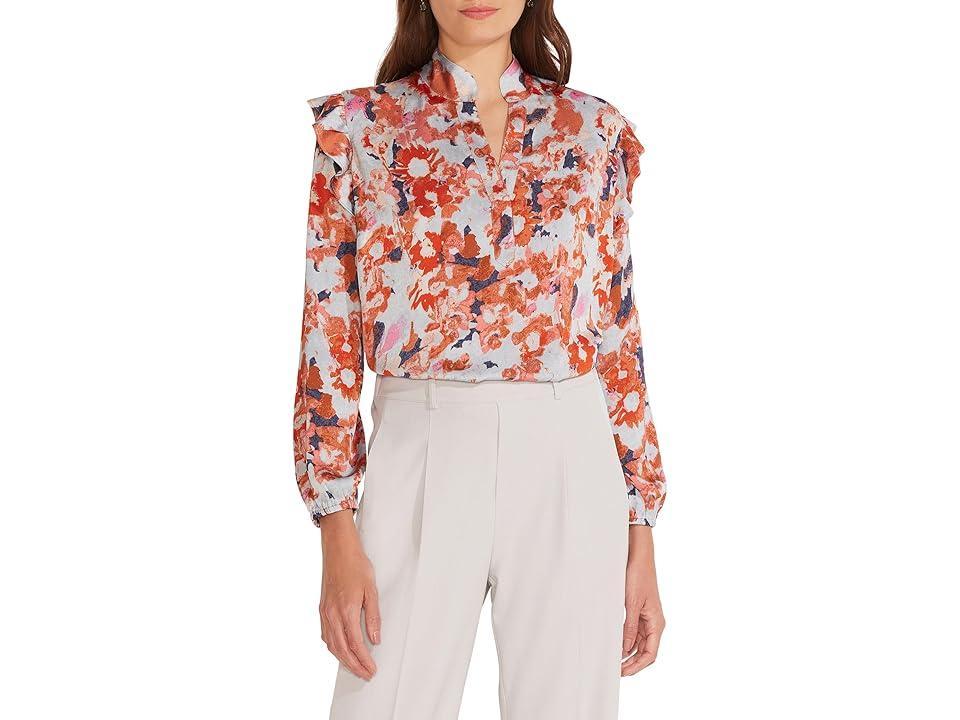 NIC+ZOE Petite Pressed Petals Top Multi) Women's Clothing Product Image