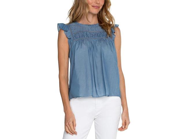 Liverpool Los Angeles Openwork Detail Flutter Sleeve Top Product Image