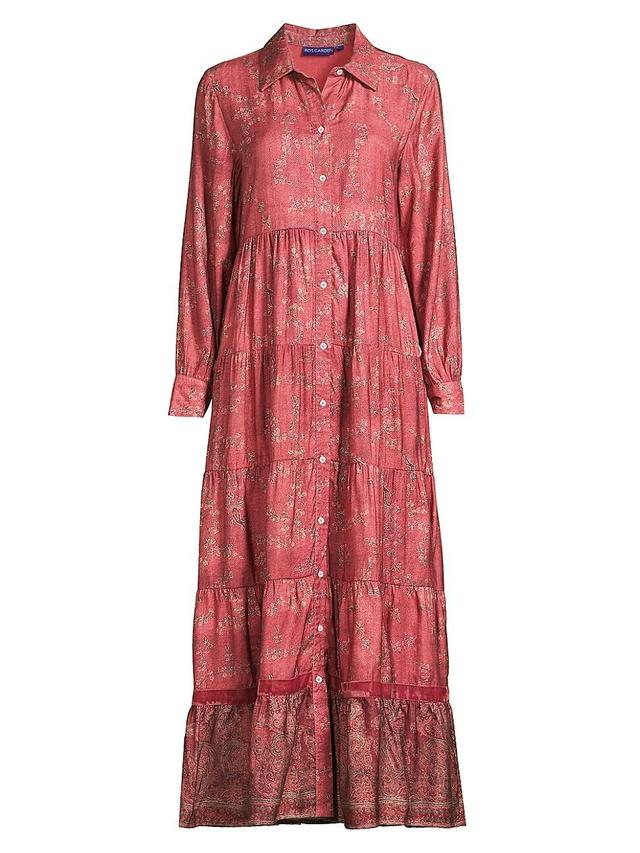 Womens Jinette Floral Cotton Tiered Maxi Shirtdress Product Image