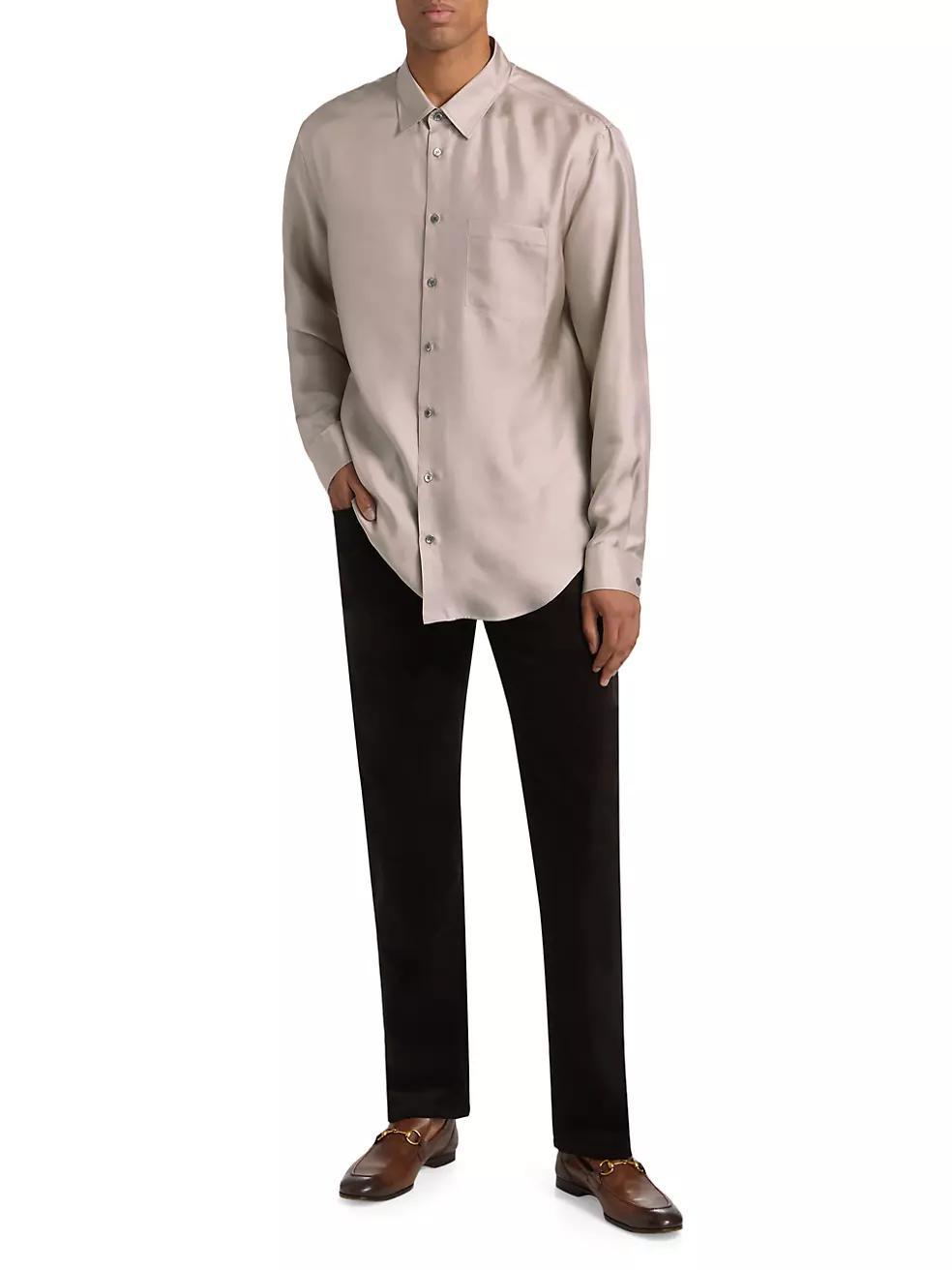 Mr. Armani Long-Sleeve Silk Shirt Product Image