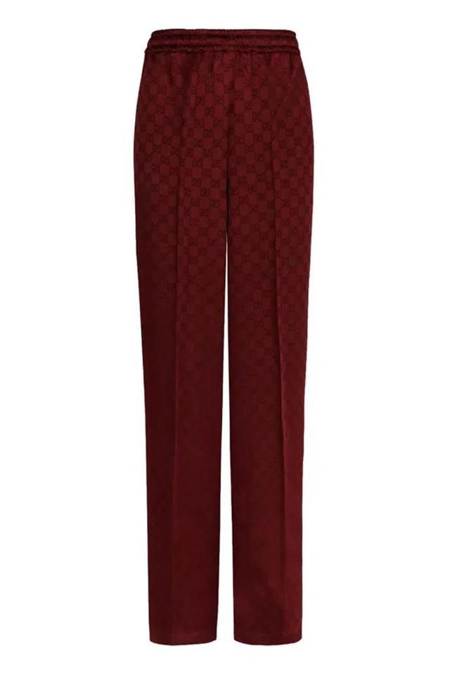 Gg Jacquard Elastic Waistband Pants In Red Product Image