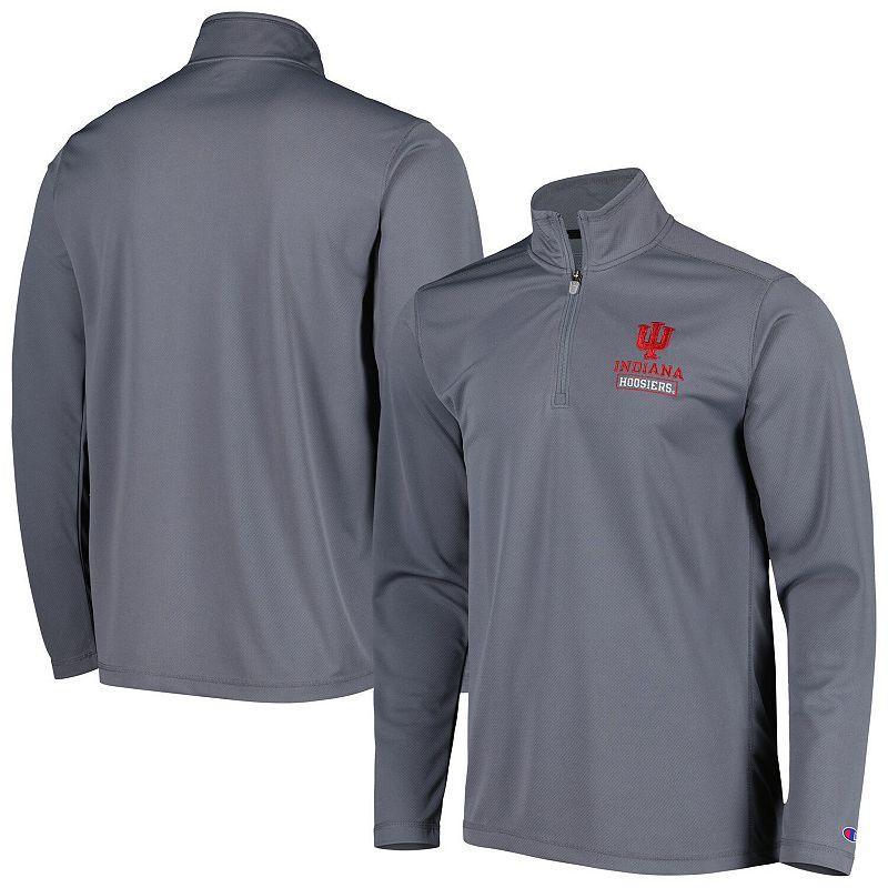 Mens Champion Gray Indiana Hoosiers Textured Quarter-Zip Jacket Product Image