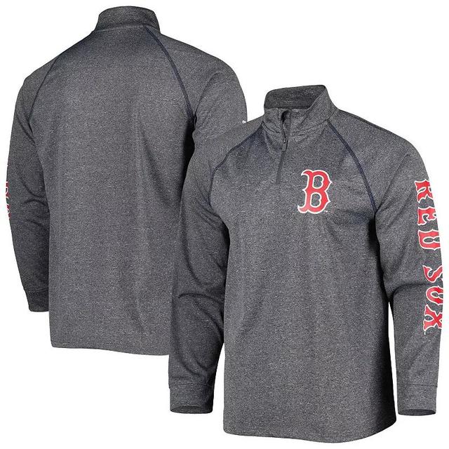 Mens Stitches Heather Gray Boston Red Sox Wordmark Raglan Quarter-Zip Top Product Image