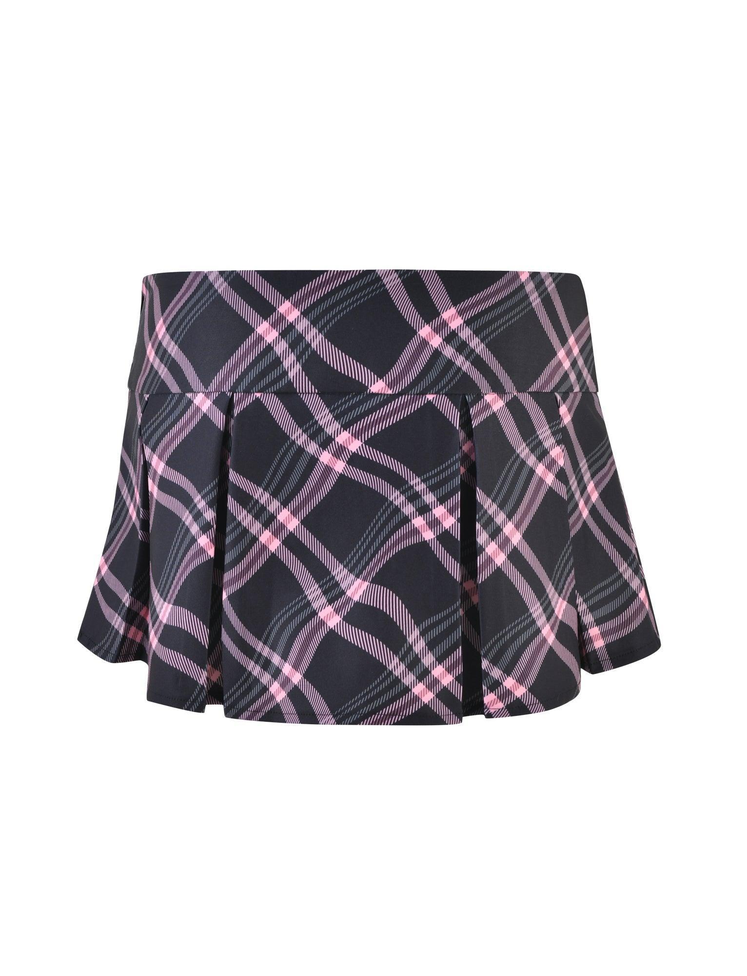 CHARLOTTE SKORT - BLACK : WARPED CHECK Product Image