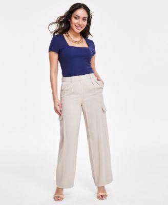 Petite Wide-Leg Cargo Pants, Created for Macy's Product Image