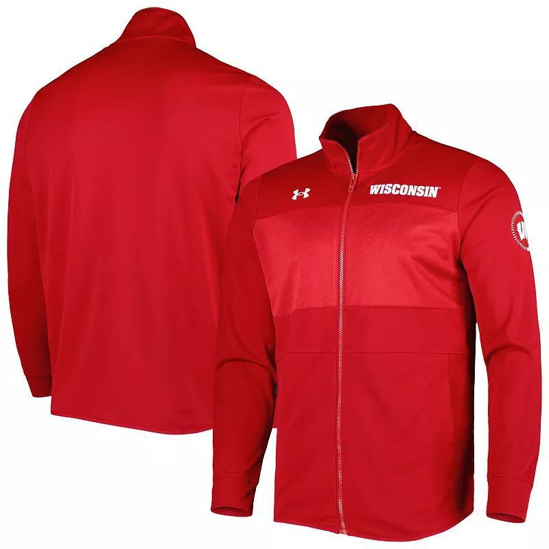 Mens Under Armour Wisconsin Badgers Knit Warm-Up Full-Zip Jacket Product Image