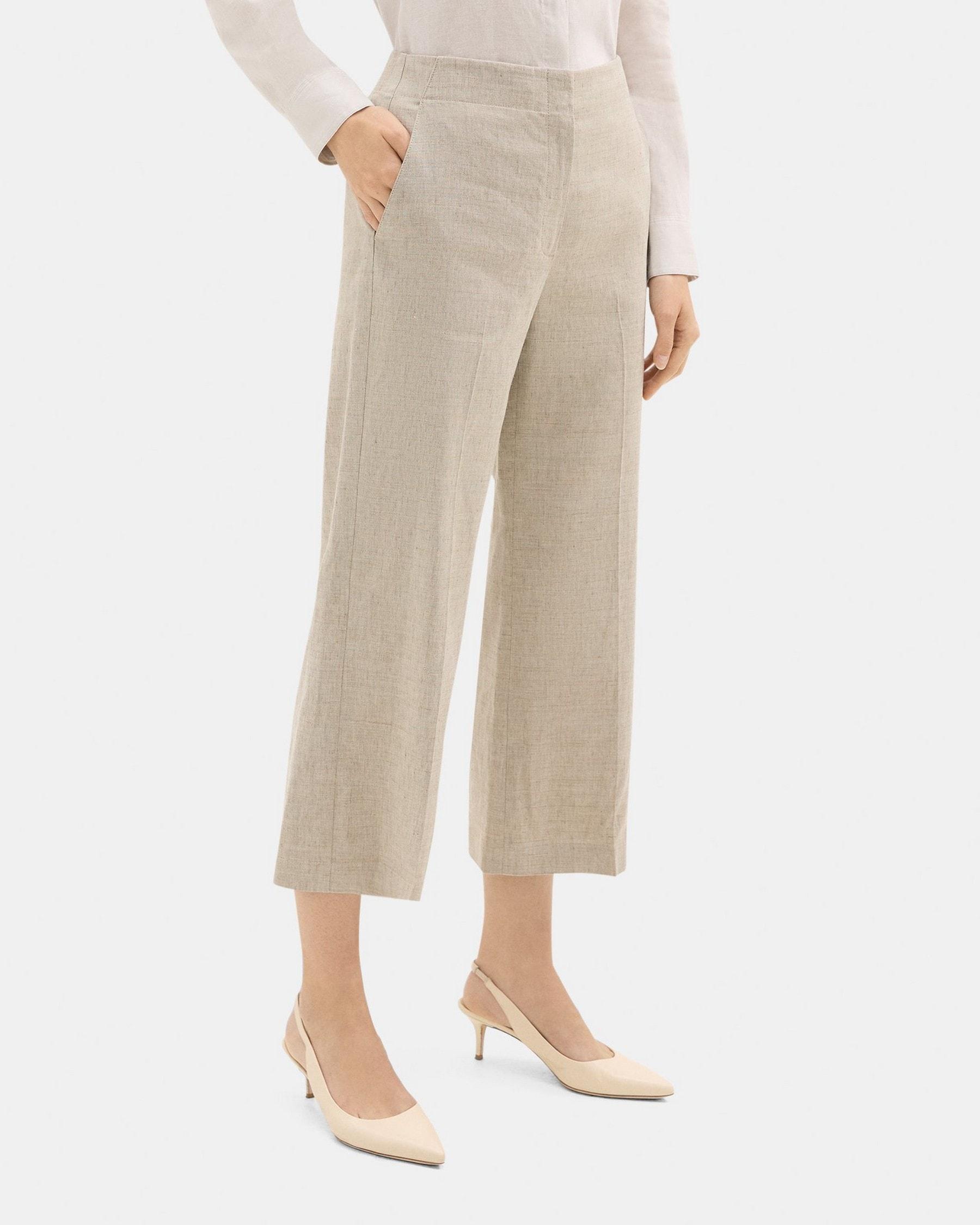 Wide-Leg Pull-On Pant in Stretch Linen-Blend Product Image