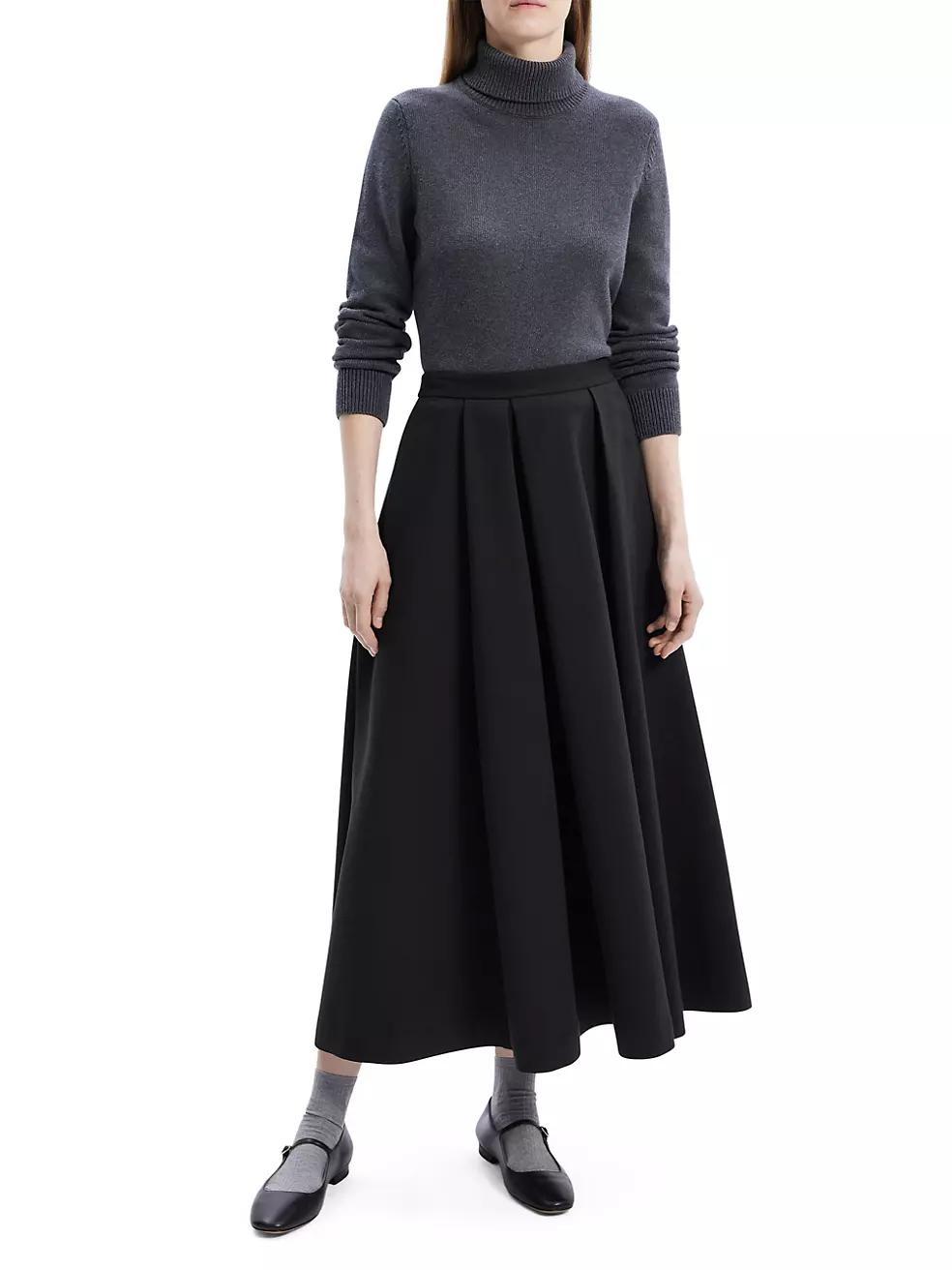 Irregular Pleat Crepe Midi-Skirt Product Image