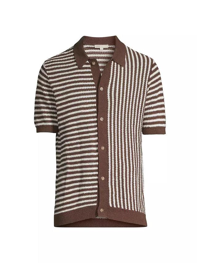 Striped Linen Knit Cardigan Product Image