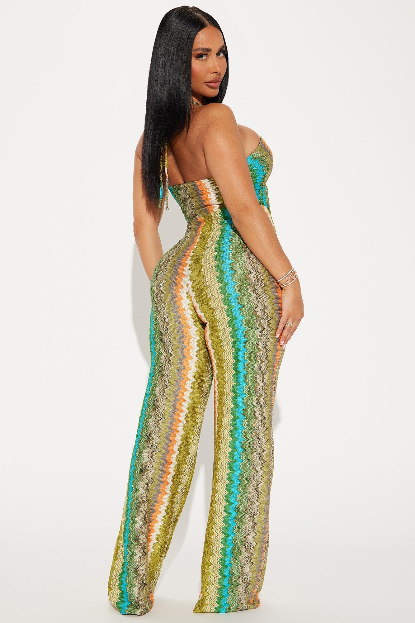 Beach Days Crochet Jumpsuit - Green/combo Product Image