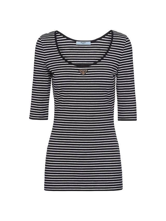 Womens Striped Jersey Top Product Image