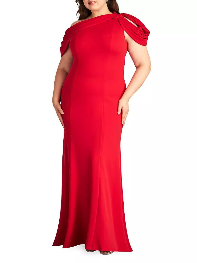 Womens Plus One-Shoulder Crepe Gown Product Image