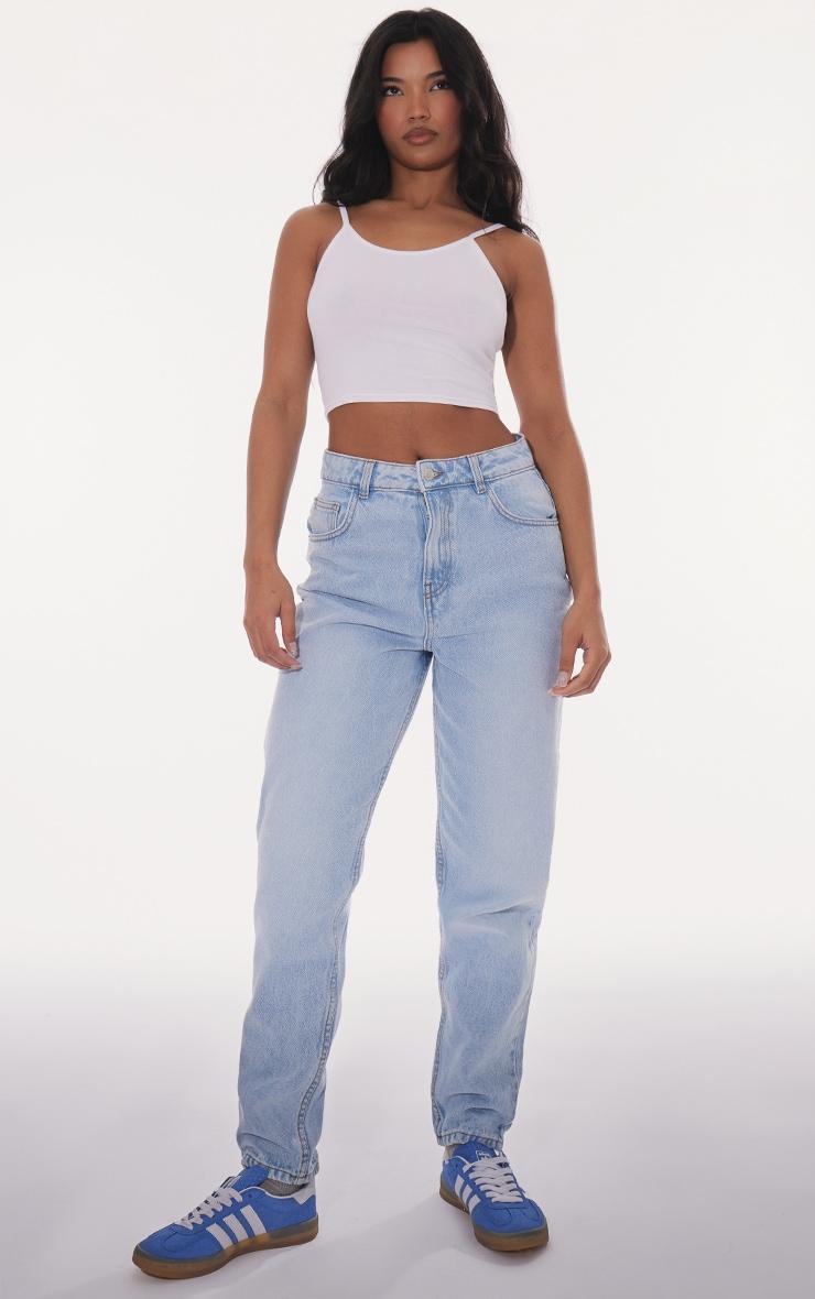 PRETTYLITTLETHING Light Blue Wash High Rise Mom Jeans product image