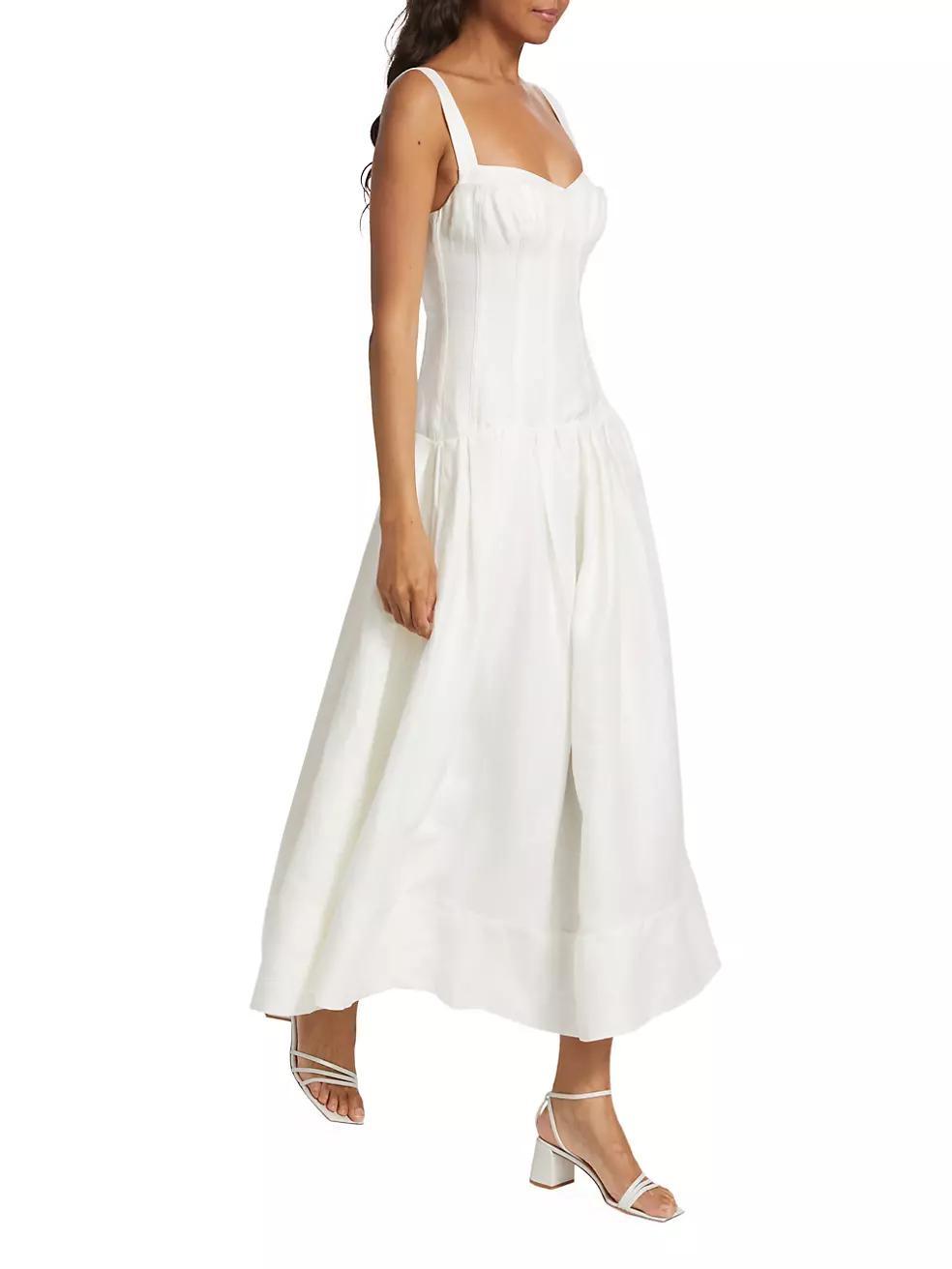 Makenna Linen Corset Midi-Dress Product Image