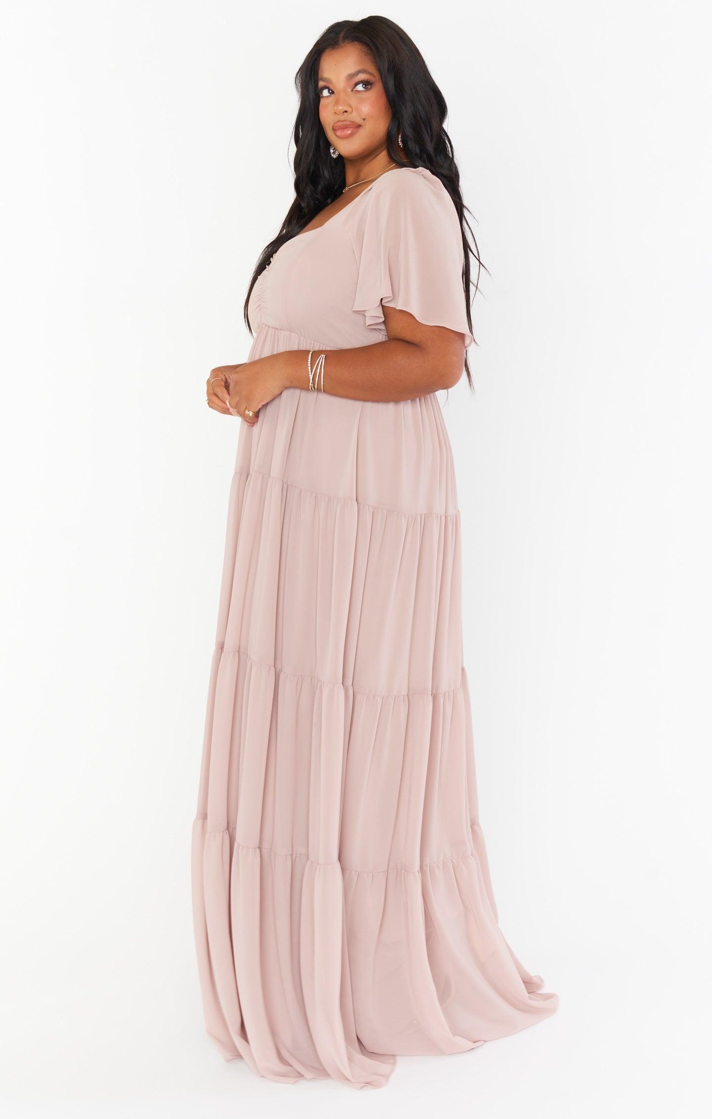 Nicole Maxi Dress ~ Soft Beige Chiffon Product Image