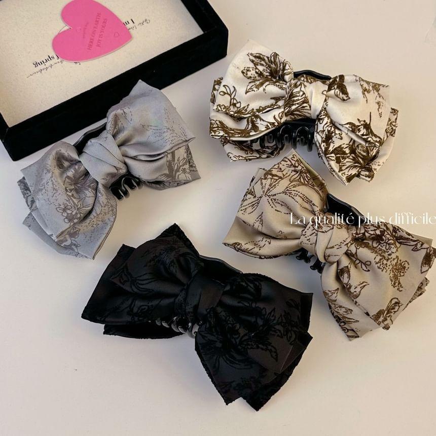 Floral Print Bow Hair Claw Product Image