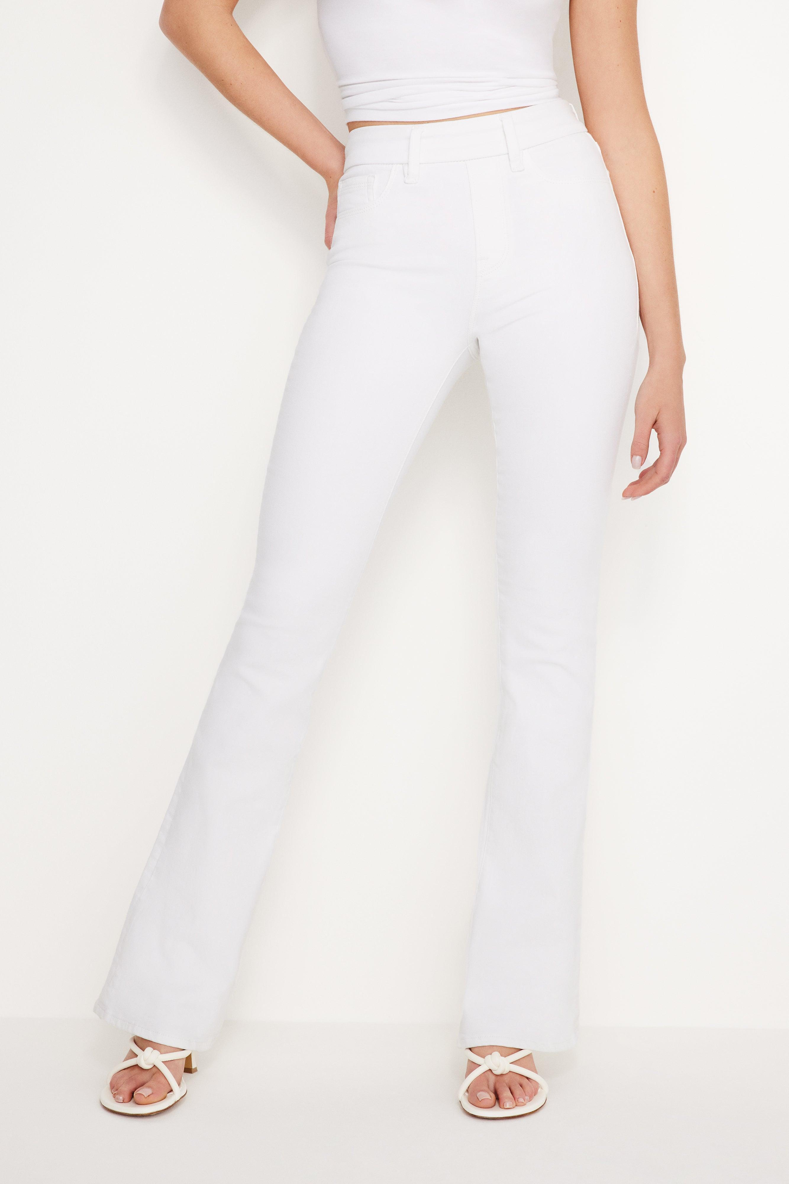 POWER STRETCH PULL-ON FLARE JEANS | WHITE001 Product Image