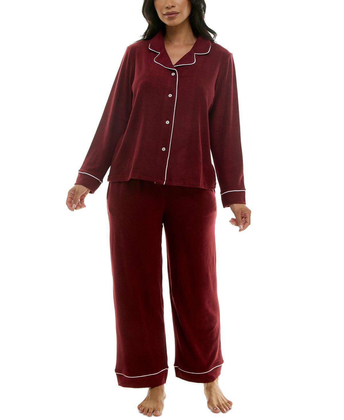 Roudelain Womens Printed Waffle-Knit Pajama Set Product Image