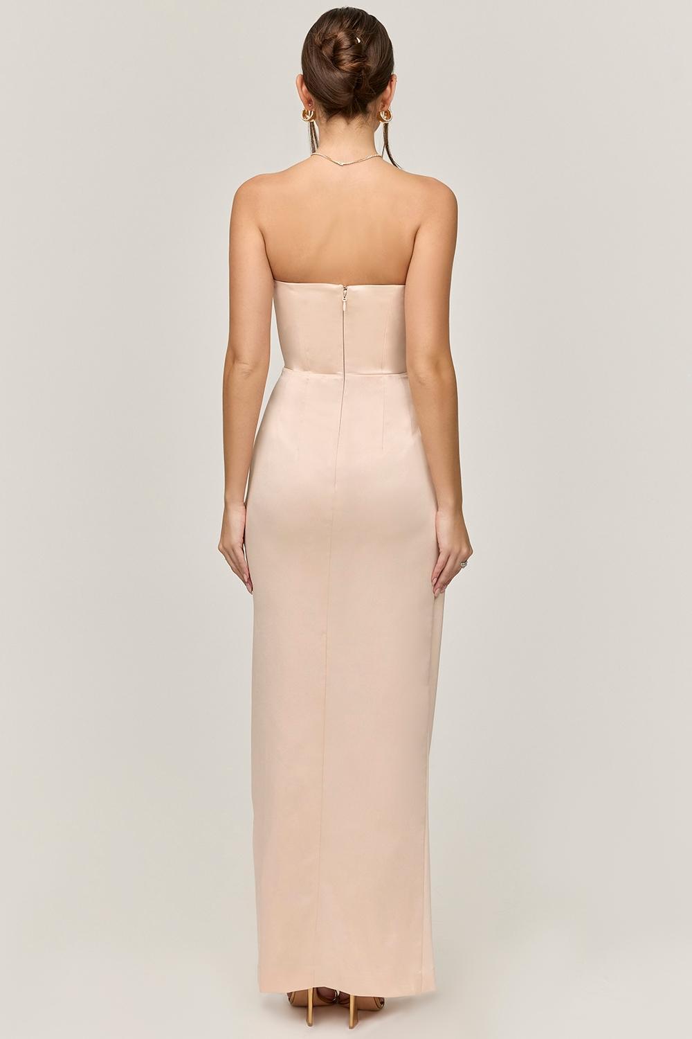 Adrienne Champagne Satin Strapless Gown Product Image