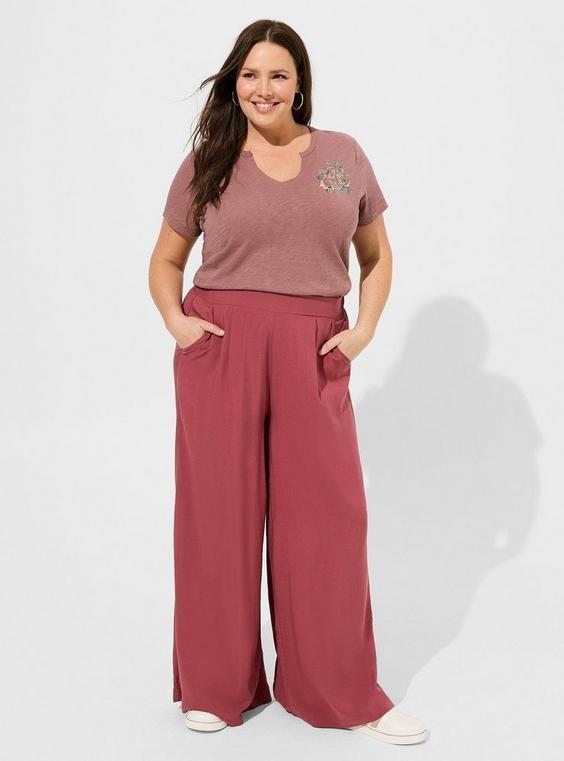 High-Rise Wide-Leg Pull On Challis Wide Leg Pant product image