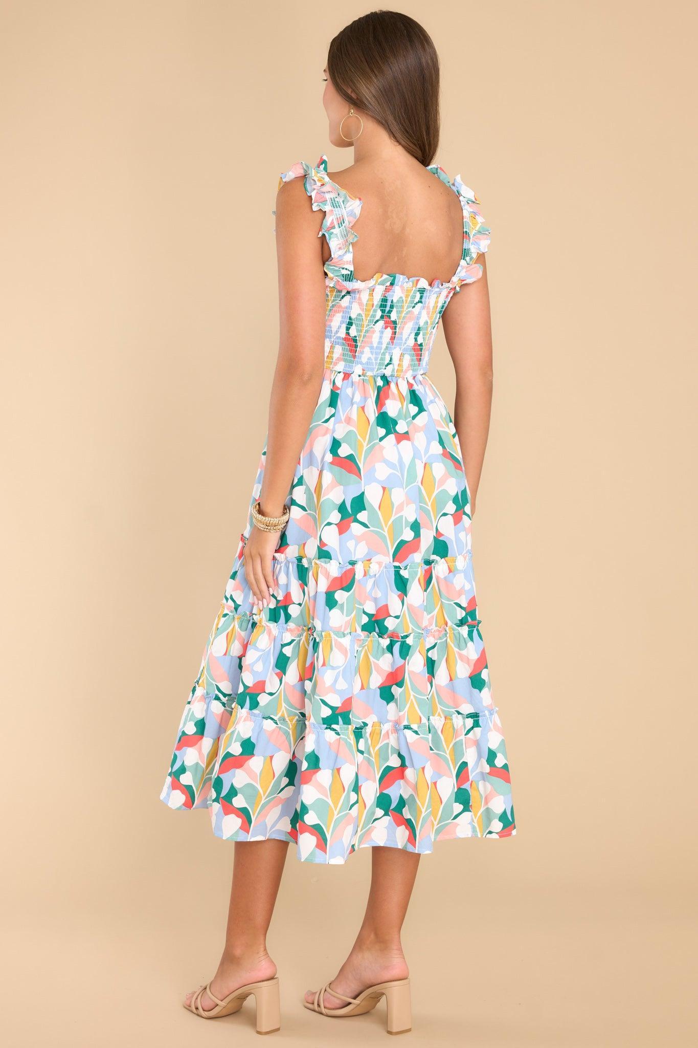 Aura Such A Dreamer Sky Blue Multi Print Midi Dress Product Image