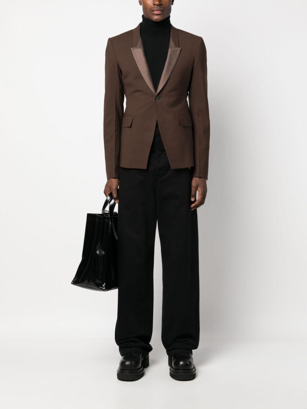 Single Breasted Tailored Blazer In Brown Product Image